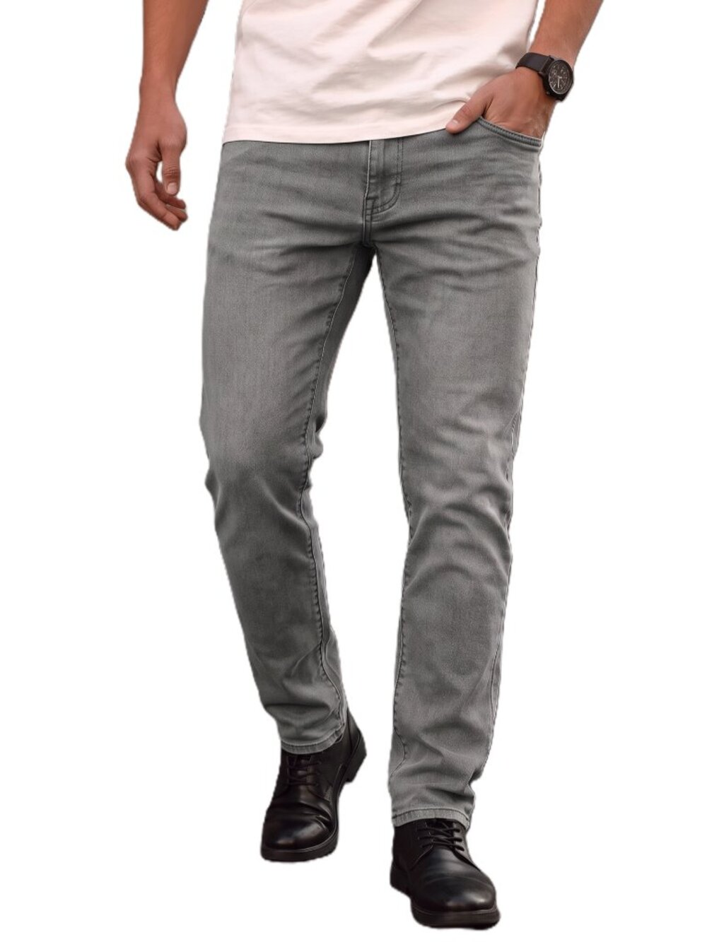Mott & Bow Men’s Slim Stone Jeans 30×30 Gray Stretch Denim 